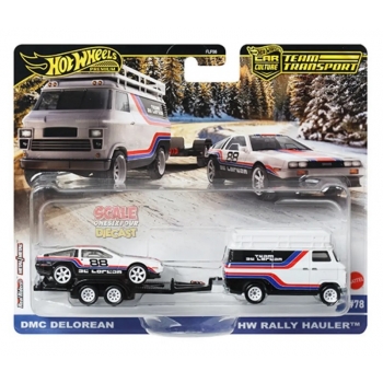 Hot Wheels 1:64 Team Transport - DMC Delorean on Rally Hauler